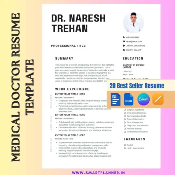 Medical Doctor Resume Template for job application
