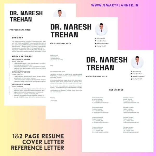 medical doctor resume template with reference letter and cover letter