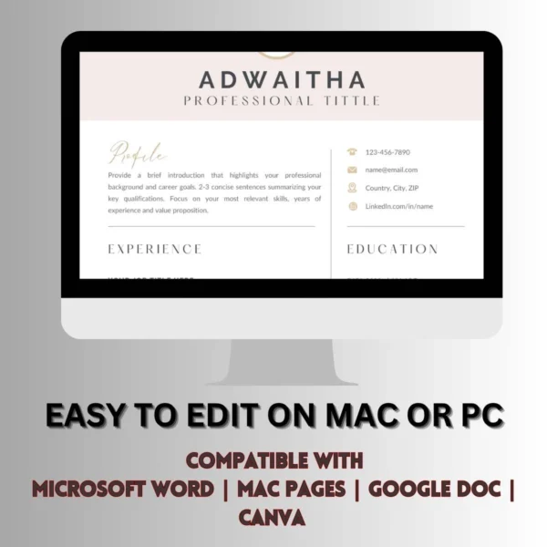 Diploma student resume template, easily editable on Mac or PC, compatible with Google Docs and Sheets.