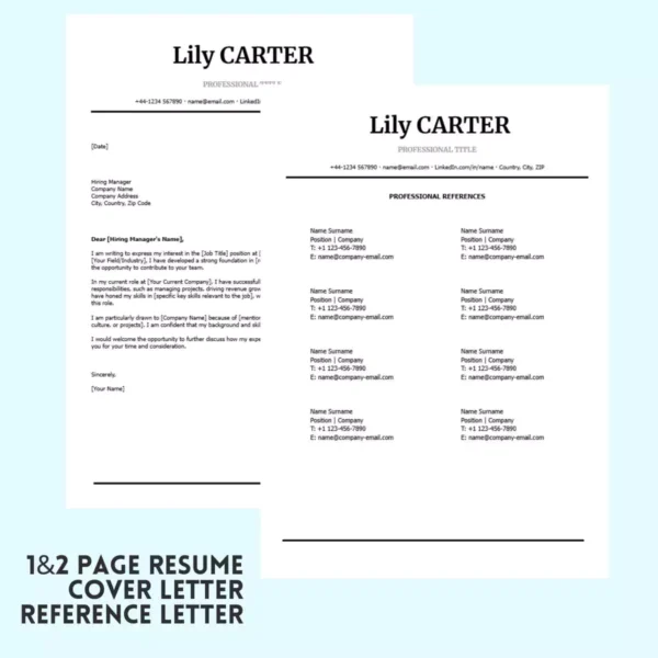 Cover letter template for a resume, designed as a Google Doc, featuring a clean and professional layout.