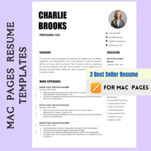 A selection of Mac Pages resume templates featuring different styles, ideal for creating standout job applications.