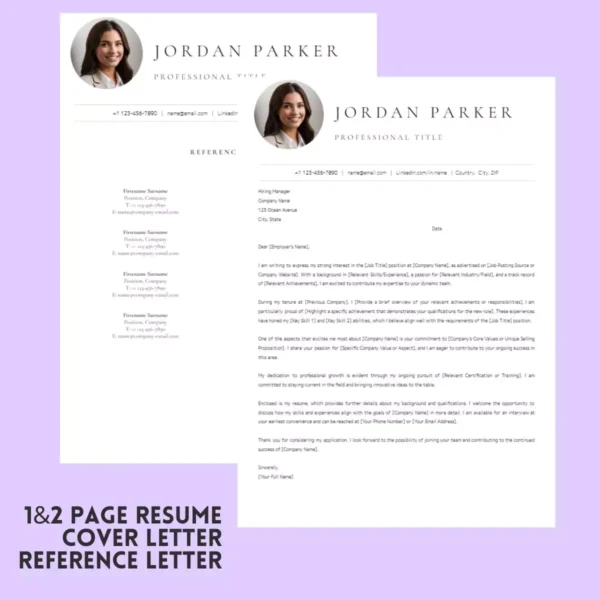 Cover letter template for Mac Pages, designed for resumes and reference letters, featuring a clean and professional layout.