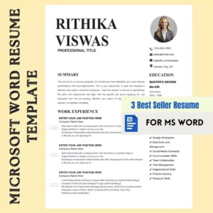 Best seller Microsoft Word resume template featuring a clean, professional design for job seekers.